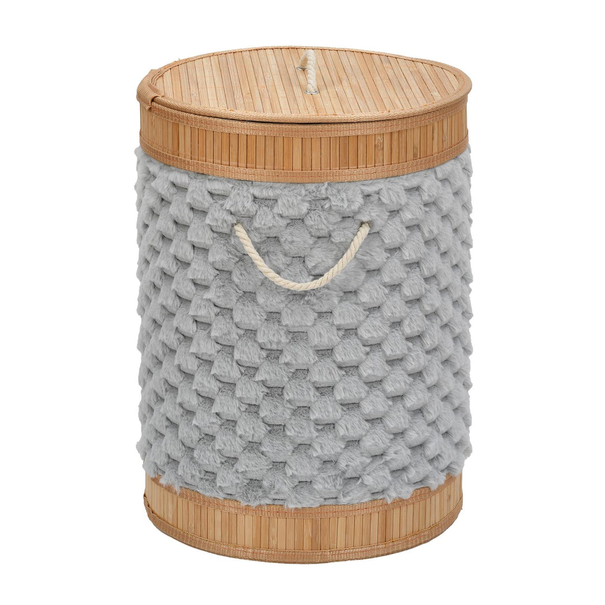 Diamond Pattern Bamboo and Polyester Laundry Bag Cover- Grey