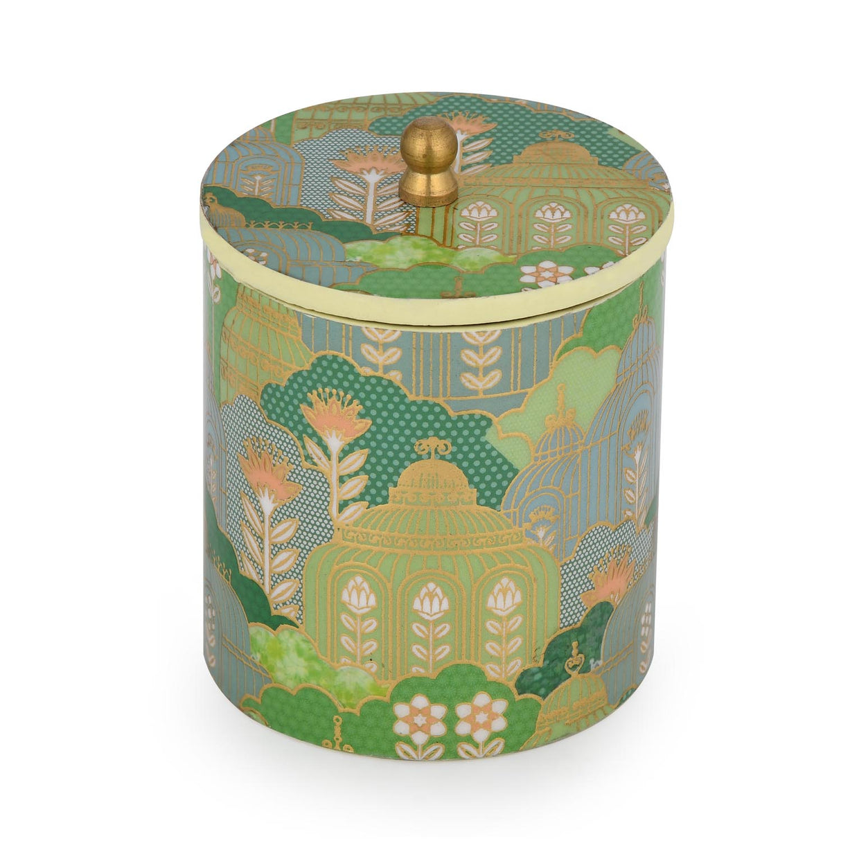 Small Round Cannister With Lid- Green