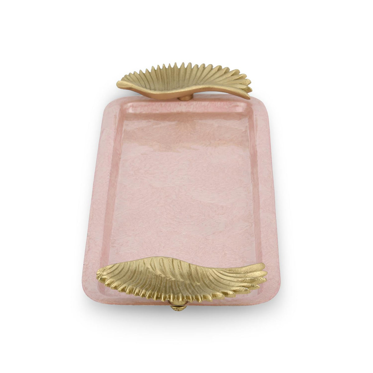 La Rosa Rectangular Tray with Wings Handle- Pink & Gold