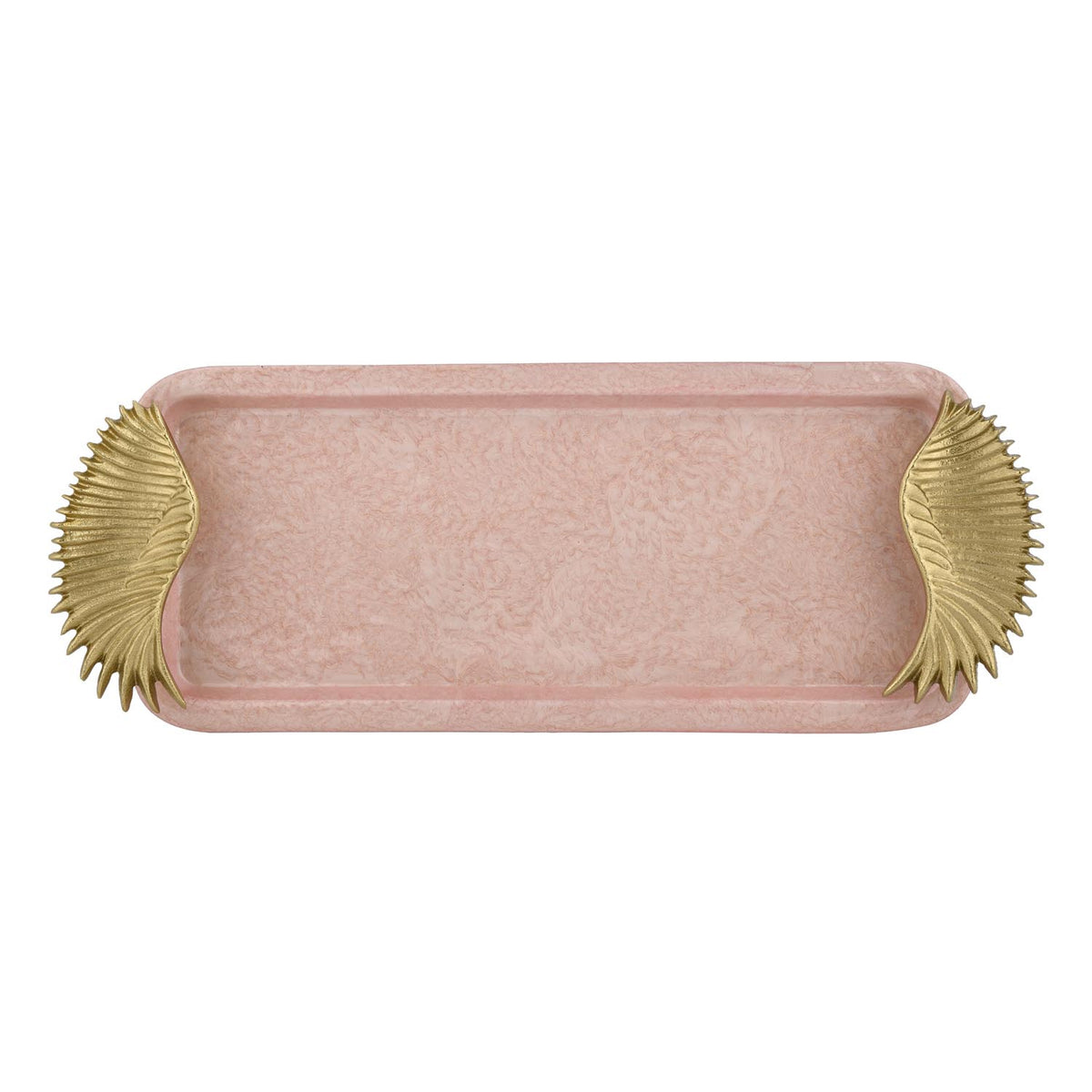 La Rosa Rectangular Tray with Wings Handle- Pink & Gold