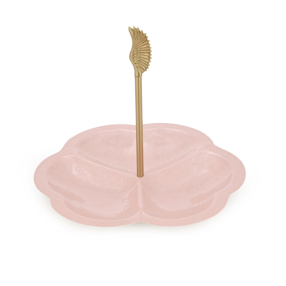 La Rosa 3-Section Clover Serving Platter with Wing Handle- Pink & Gold