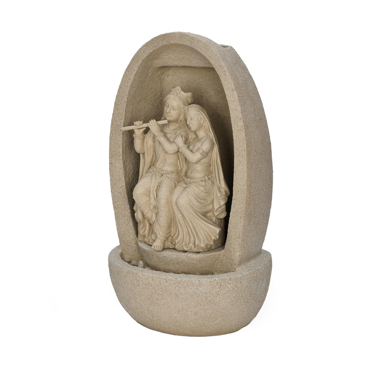 Polyresin Radha Krishna Water Fountain- Beige