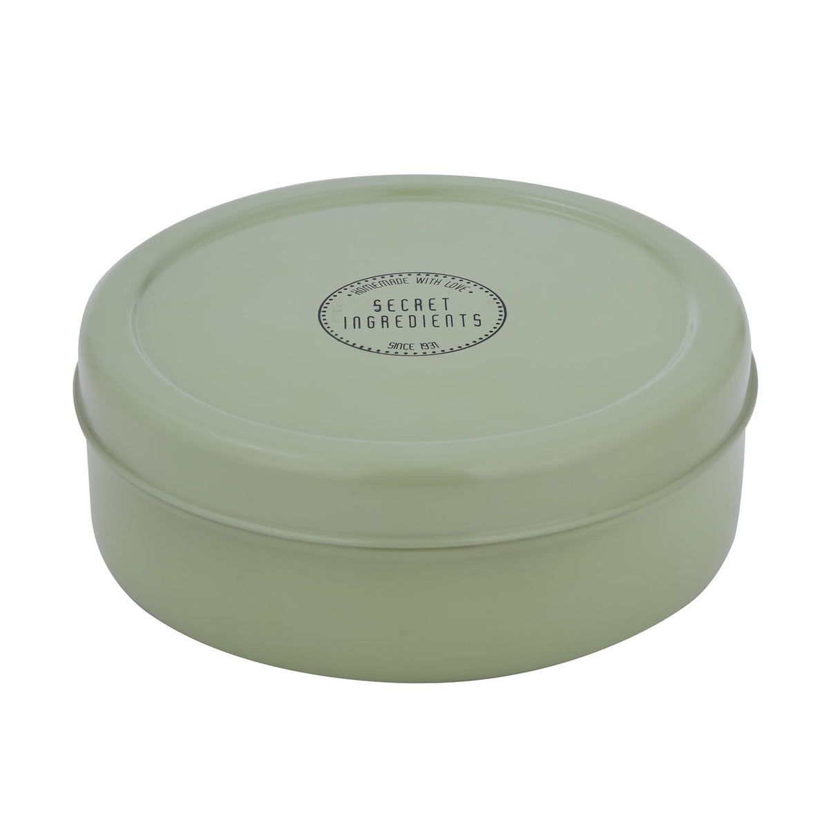 Round Iron Masala Box With 7 Bowls and Lid- Sage Green