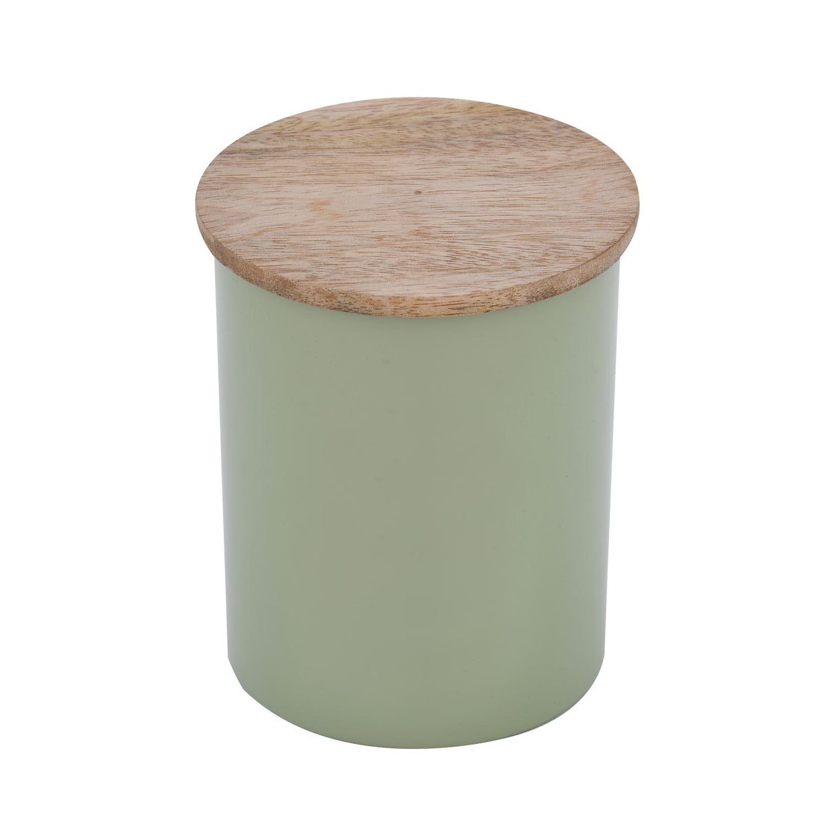 Iron Coffee Canister with Wooden Lid- Sage Green