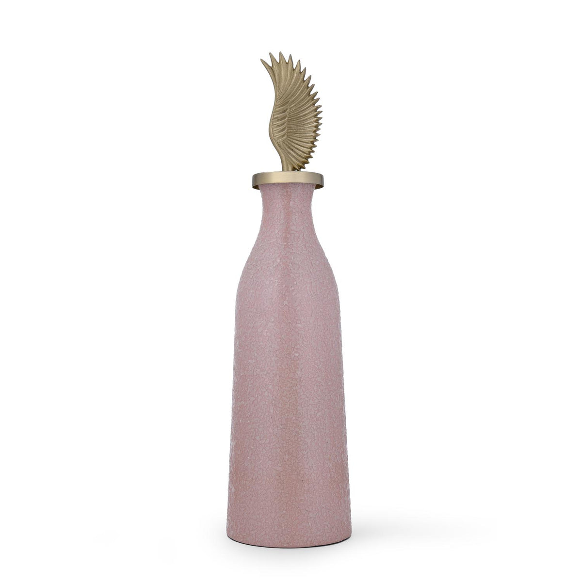 La Rosa Decorative Mosaic Vase with Wing Lid, Large- Pink & Gold