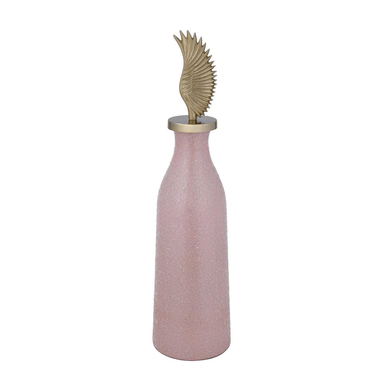 La Rosa Decorative Mosaic Vase with Wing Lid, Large- Pink & Gold