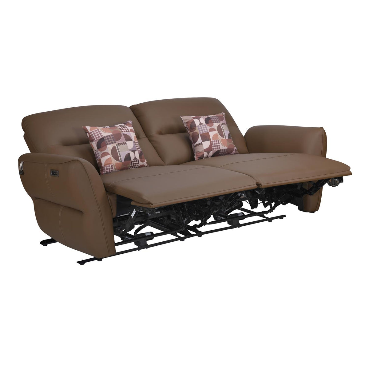 Norma 3 Seater Electric Recliner Sofa- Camel Brown