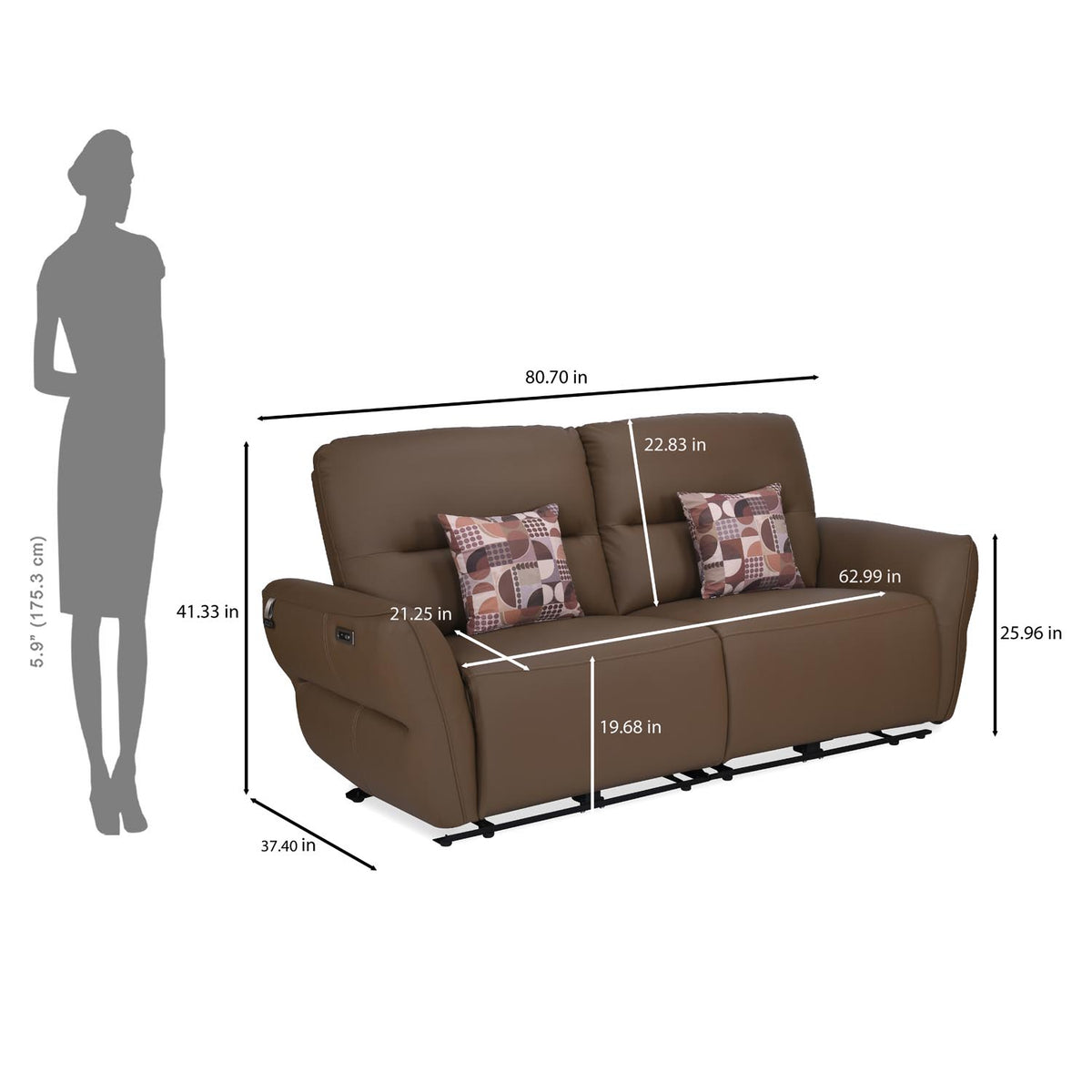Norma 3 Seater Electric Recliner Sofa- Camel Brown