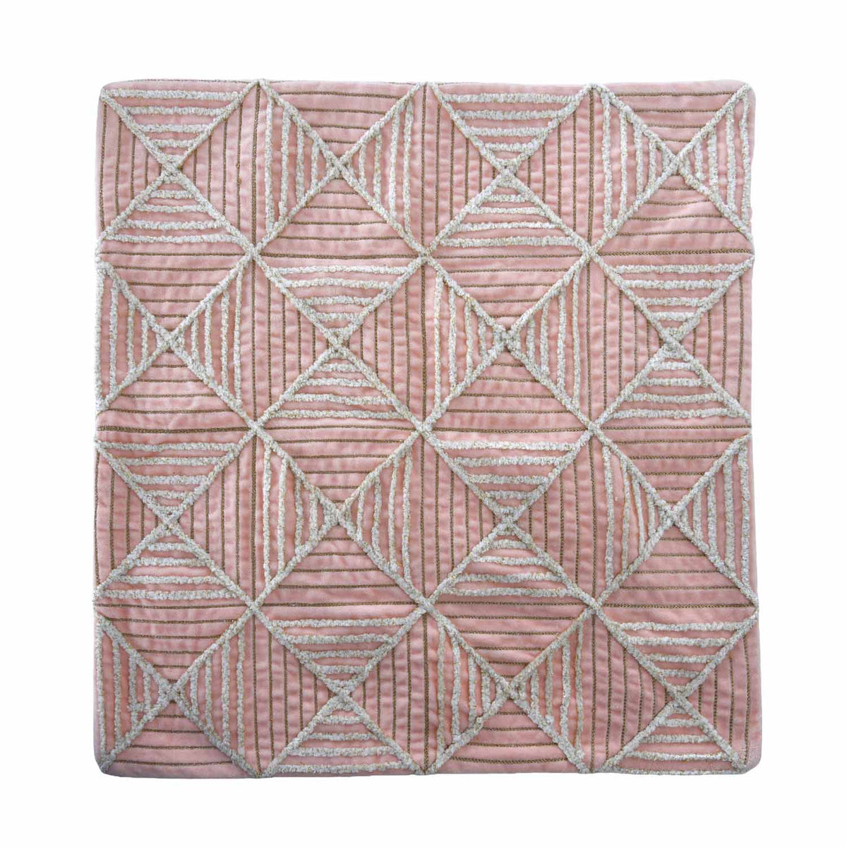 La Rosa Diamond Grid Cushion Cover- Pink