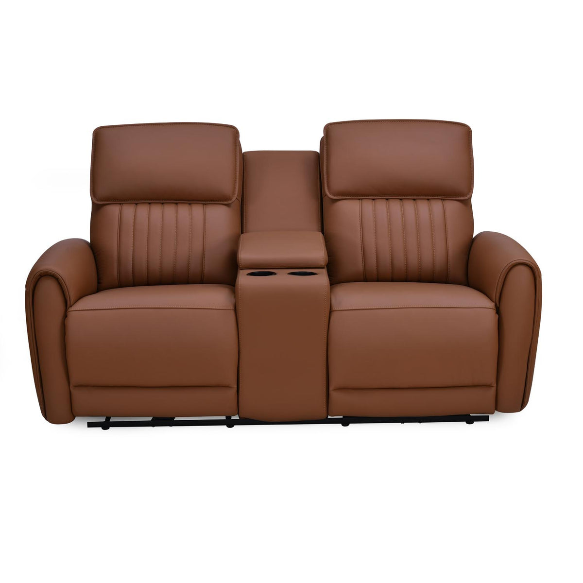 Earthyn 2 Seater Electric Recliner with Console- Chestnut Brown