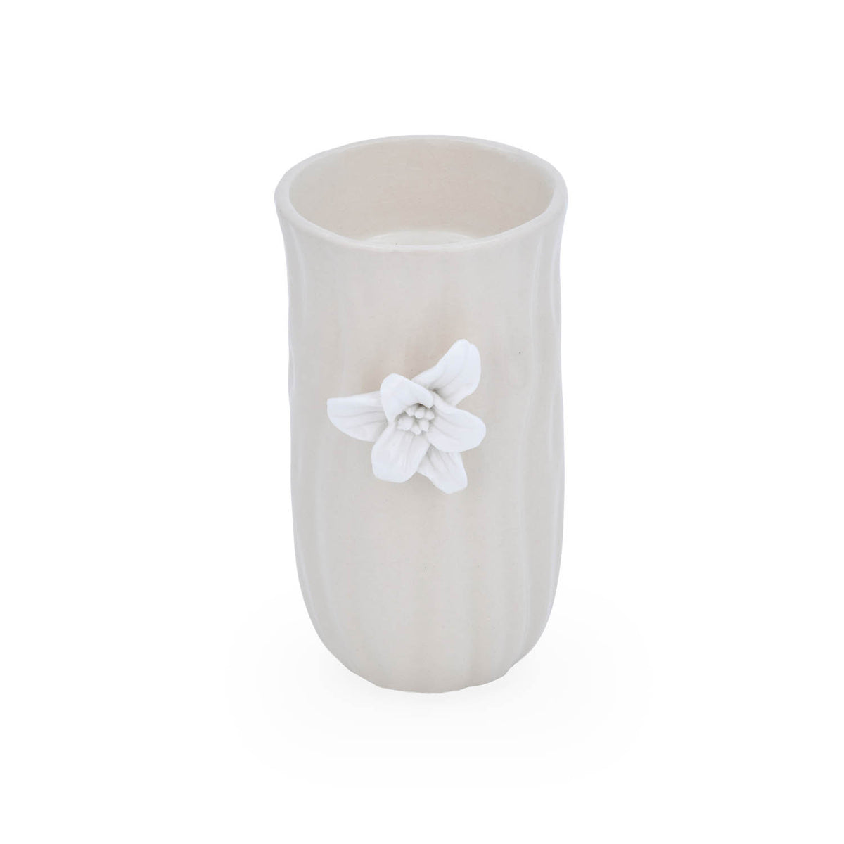 Elan Flora Oval Lily Candle Holder- Cream & White, Small