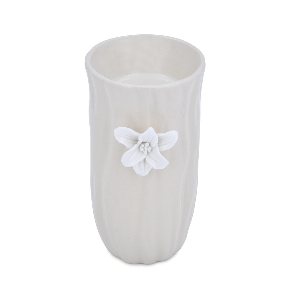 Elan Flora Oval Lily Candle Holder- Cream & White, Medium