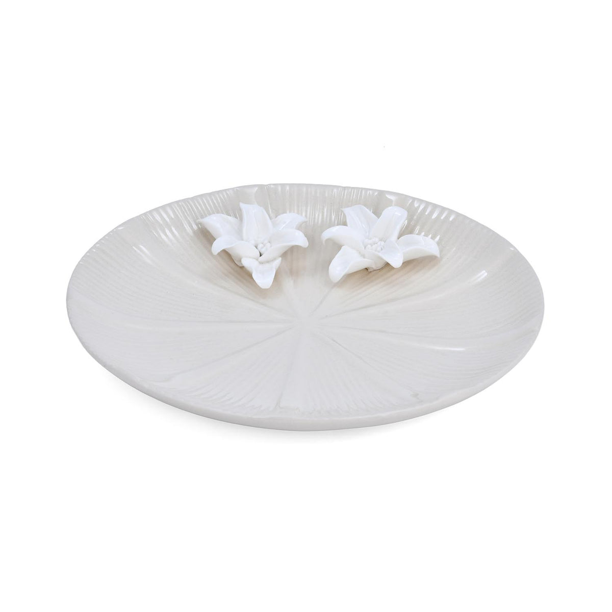 Elan Flora Round Lily Platter- Cream & White