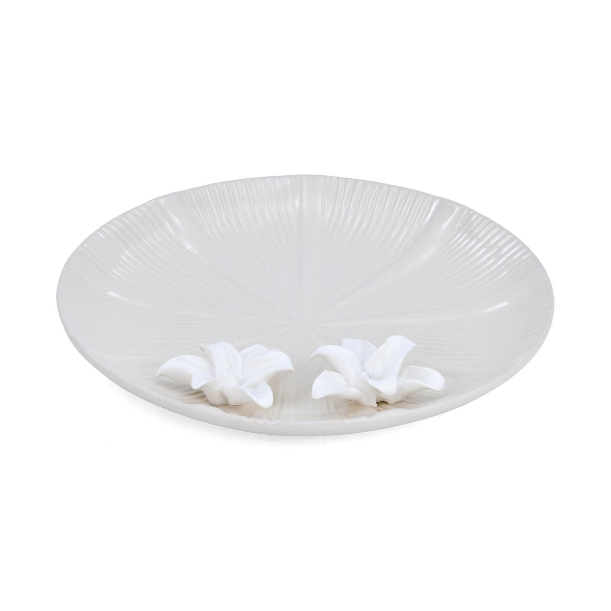 Elan Flora Round Lily Platter- Cream & White