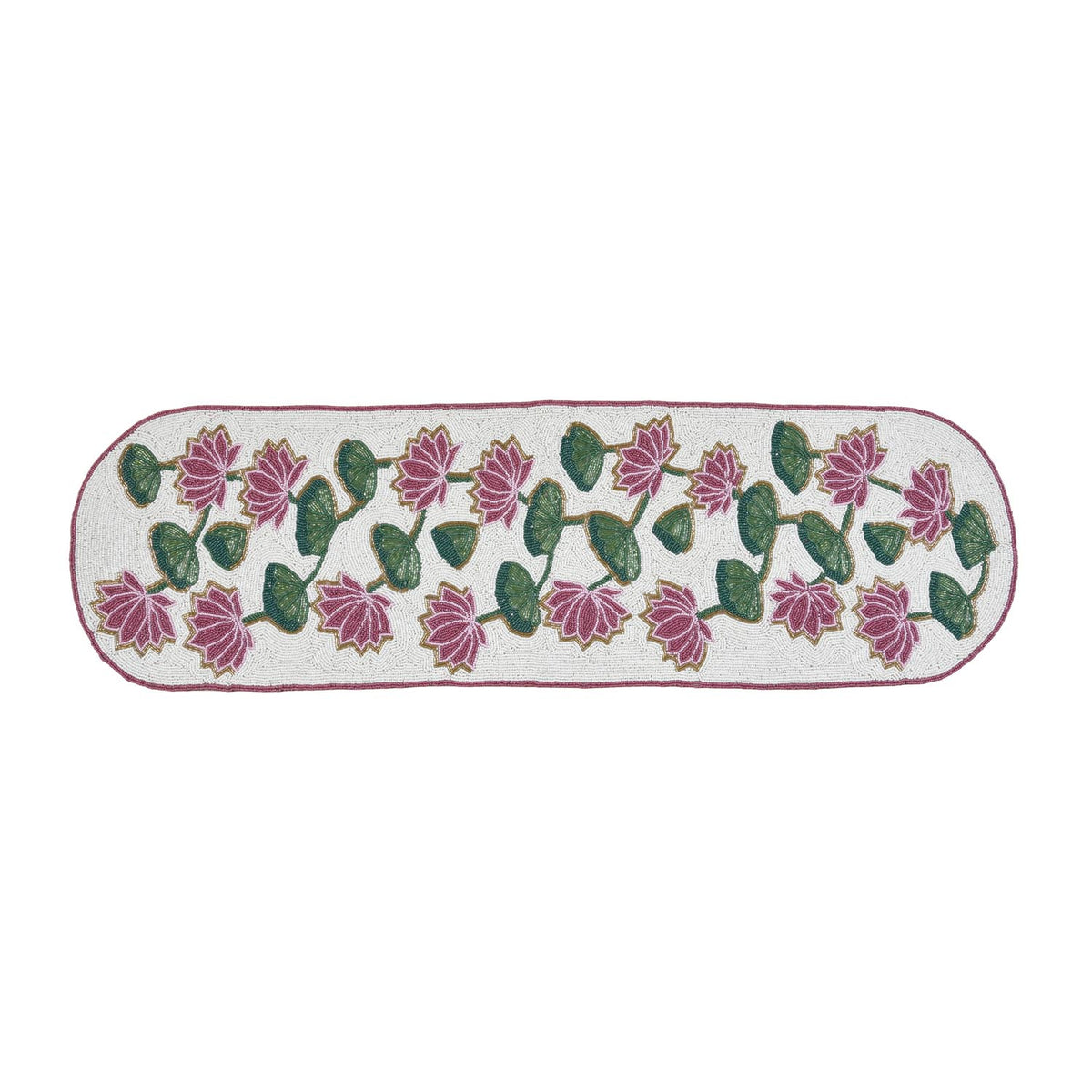 Madhuban Lotus Motif 6-Seater Table Runner- Pink
