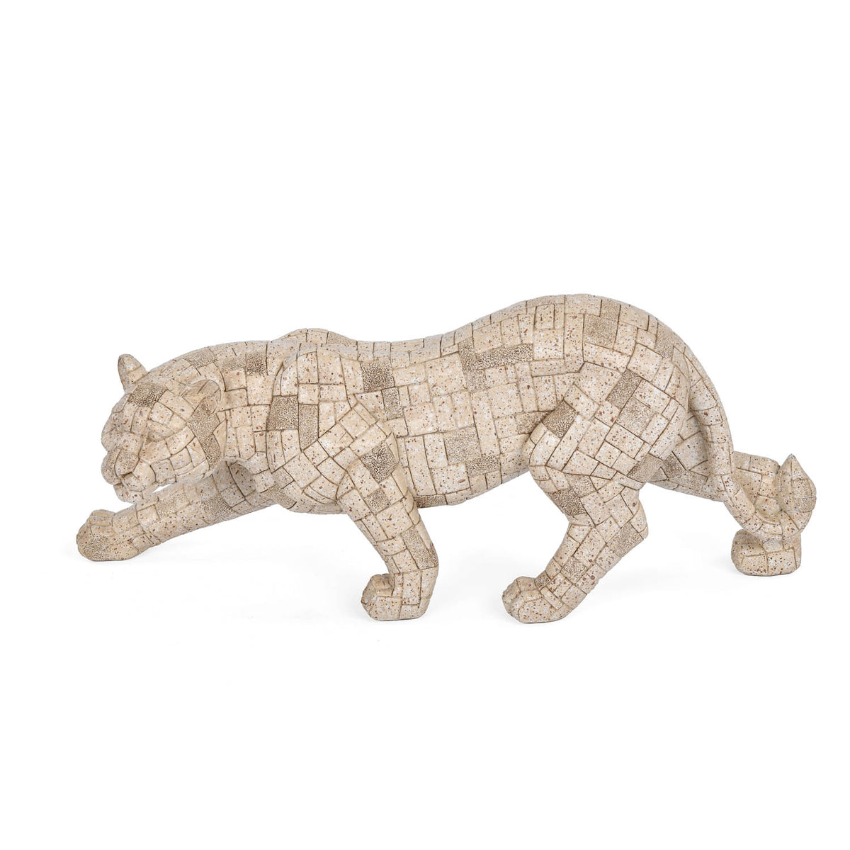 Urban Safari Lioness Mosaic Showpiece- Beige