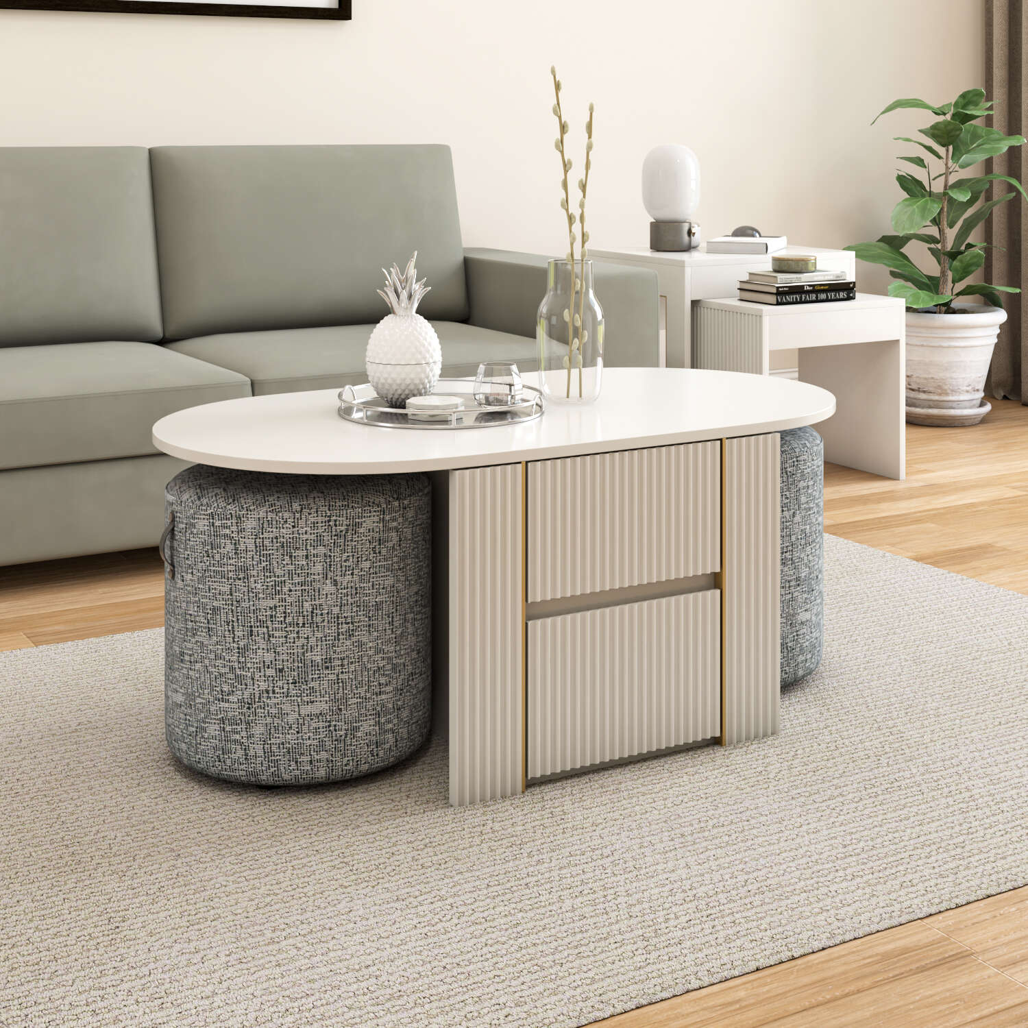 Nix Center Table (Ivory White)