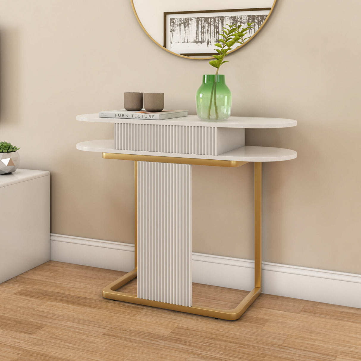 Nix Console Table (Ivory White)