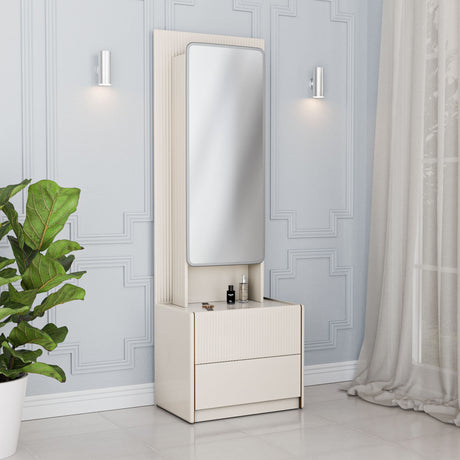 Nilkamal Nix Dresser With Mirror And Sensor Led Light Beige