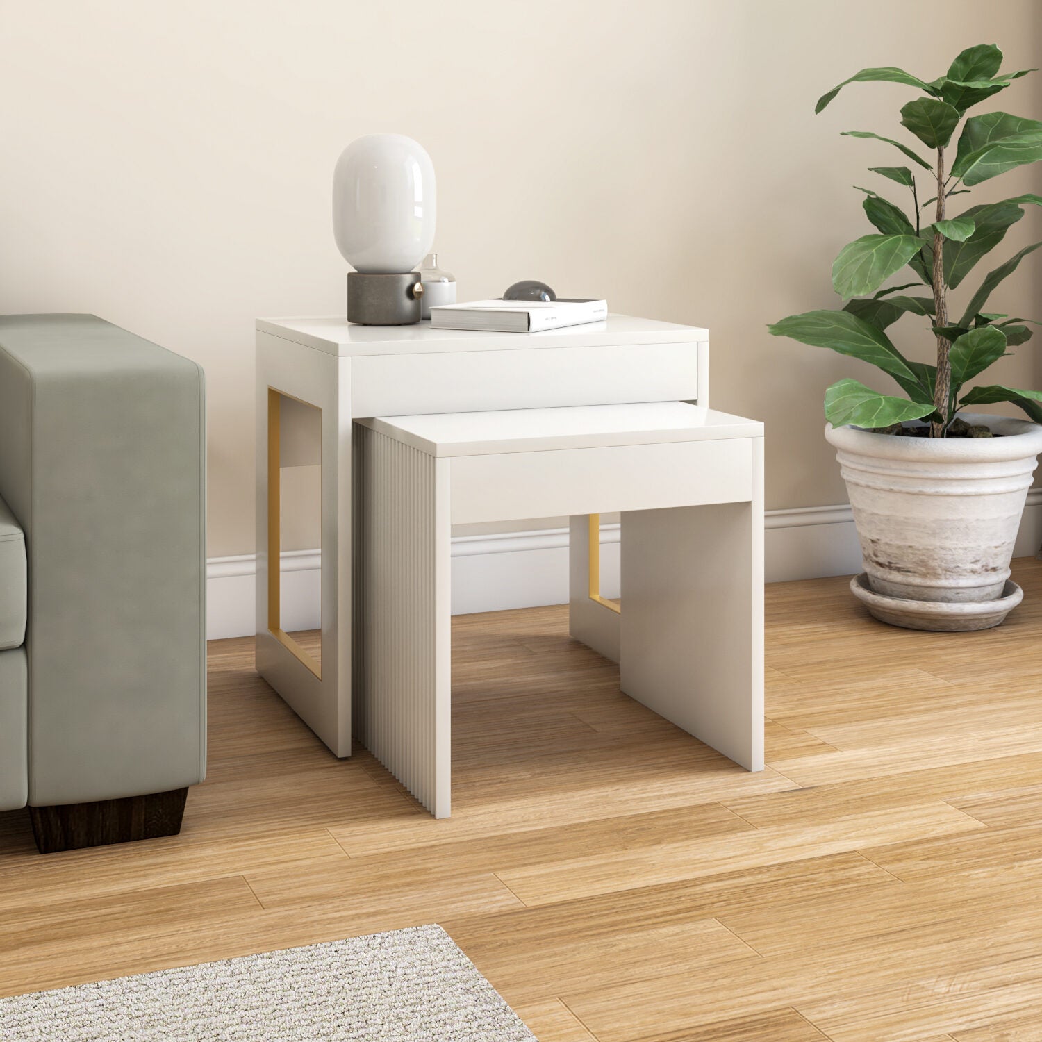 Nix Nest Table Set of 2 (Ivory White)