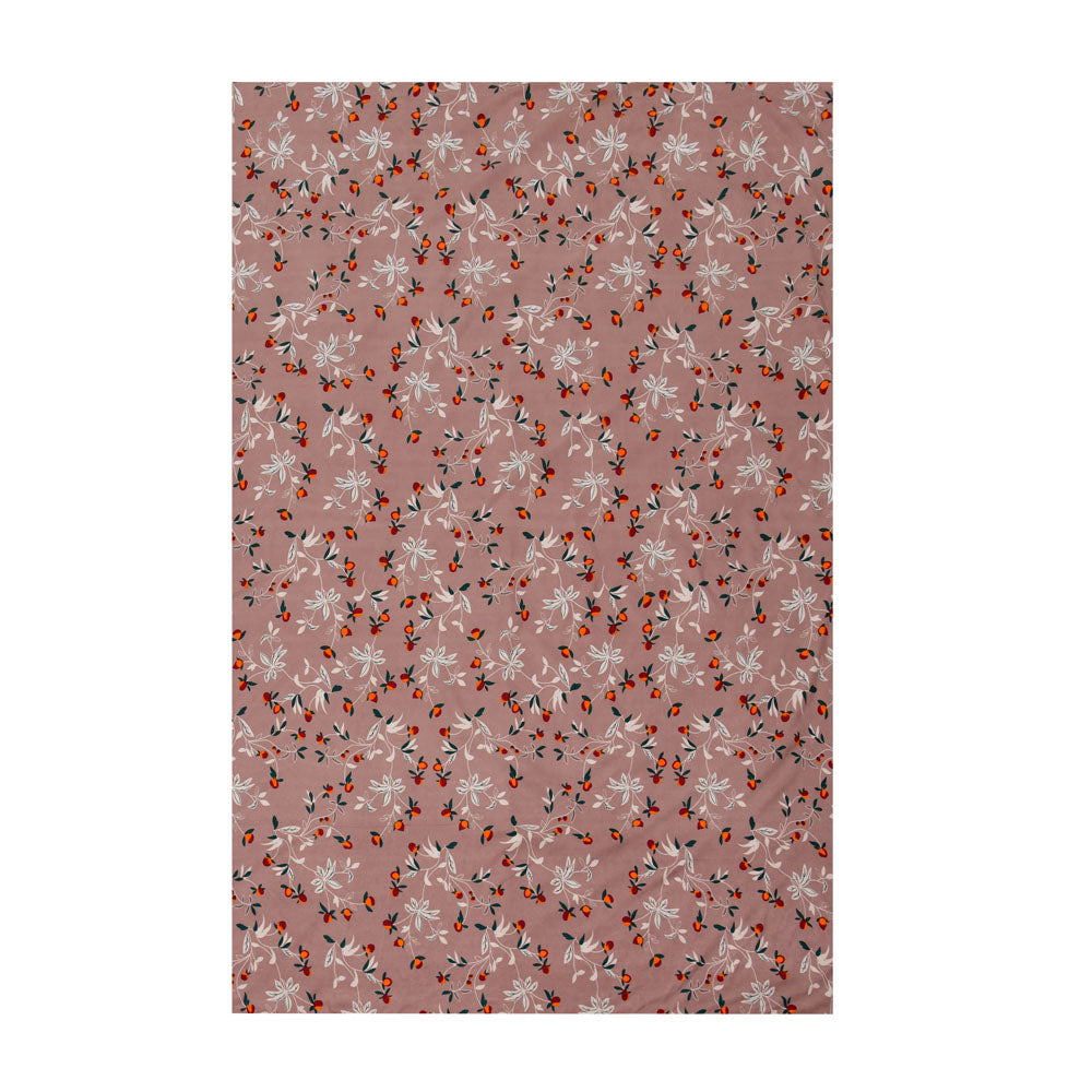 Floral Polyester Single Bedsheet with 1 Pillow Cover (Brown)