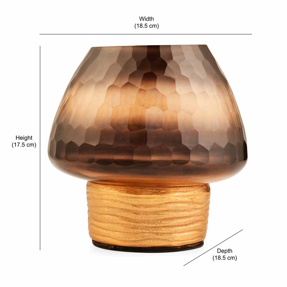 Dual Tone Metal & Glass Candle Stand Small- Brown & Gold