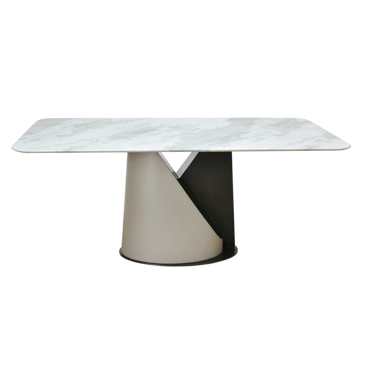 Blenda 6 Seater Dining Set (White, Beige & Grey) - Table Front View