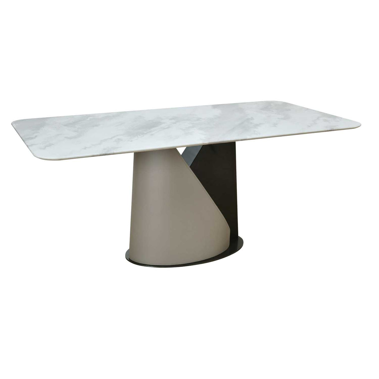 Blenda 6 Seater Dining Set (White, Beige & Grey) - Table View