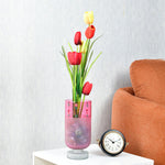 Hand-painted Floral Frost Small Glass Vase- Pink