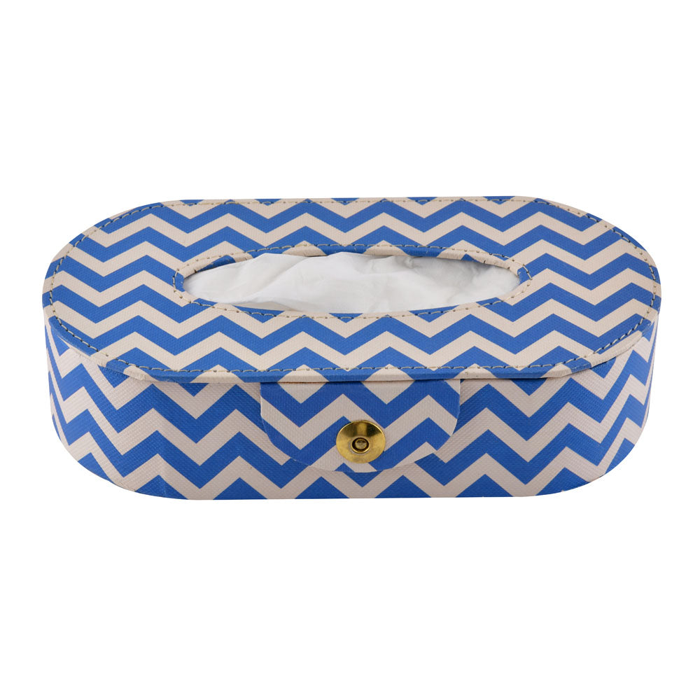 Chevron Design Oval Tissue Box (Blue)