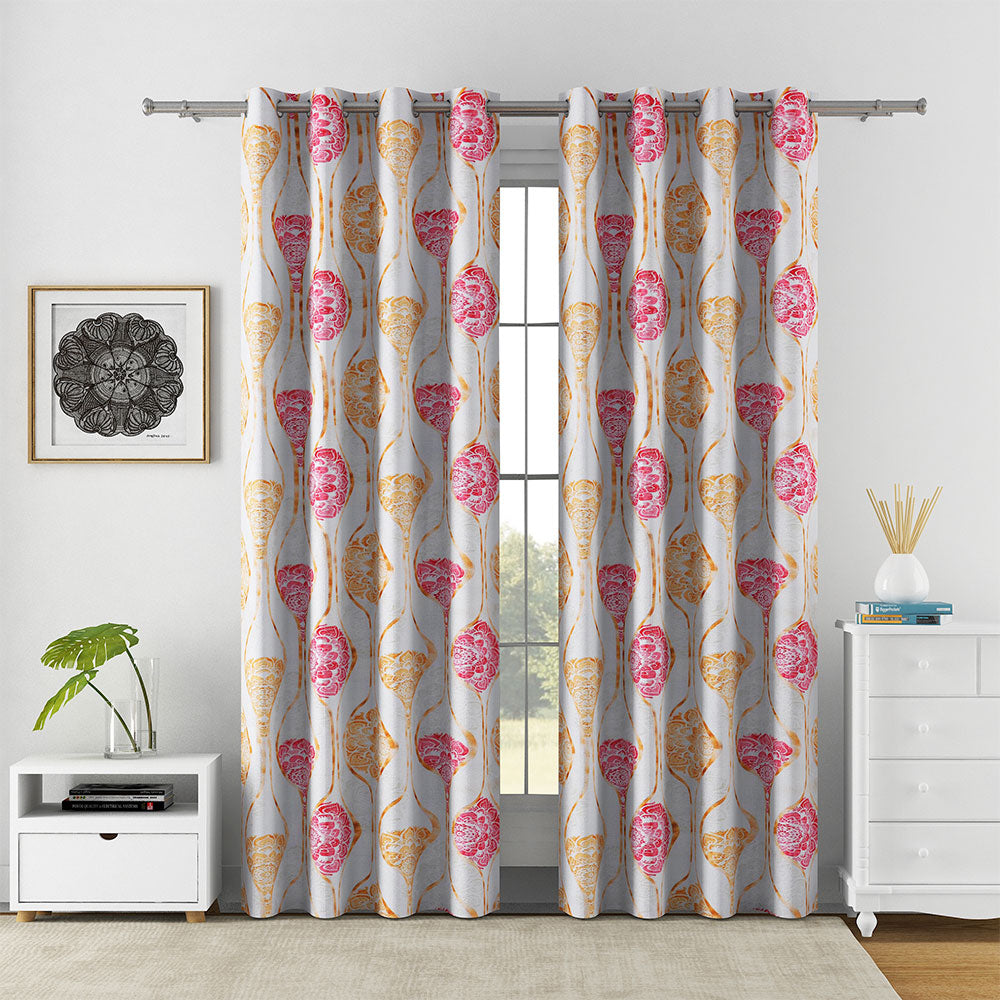 Nilkamal Abstract 7 Ft Polyester Door Curtains Set of 2 (Multicolor)