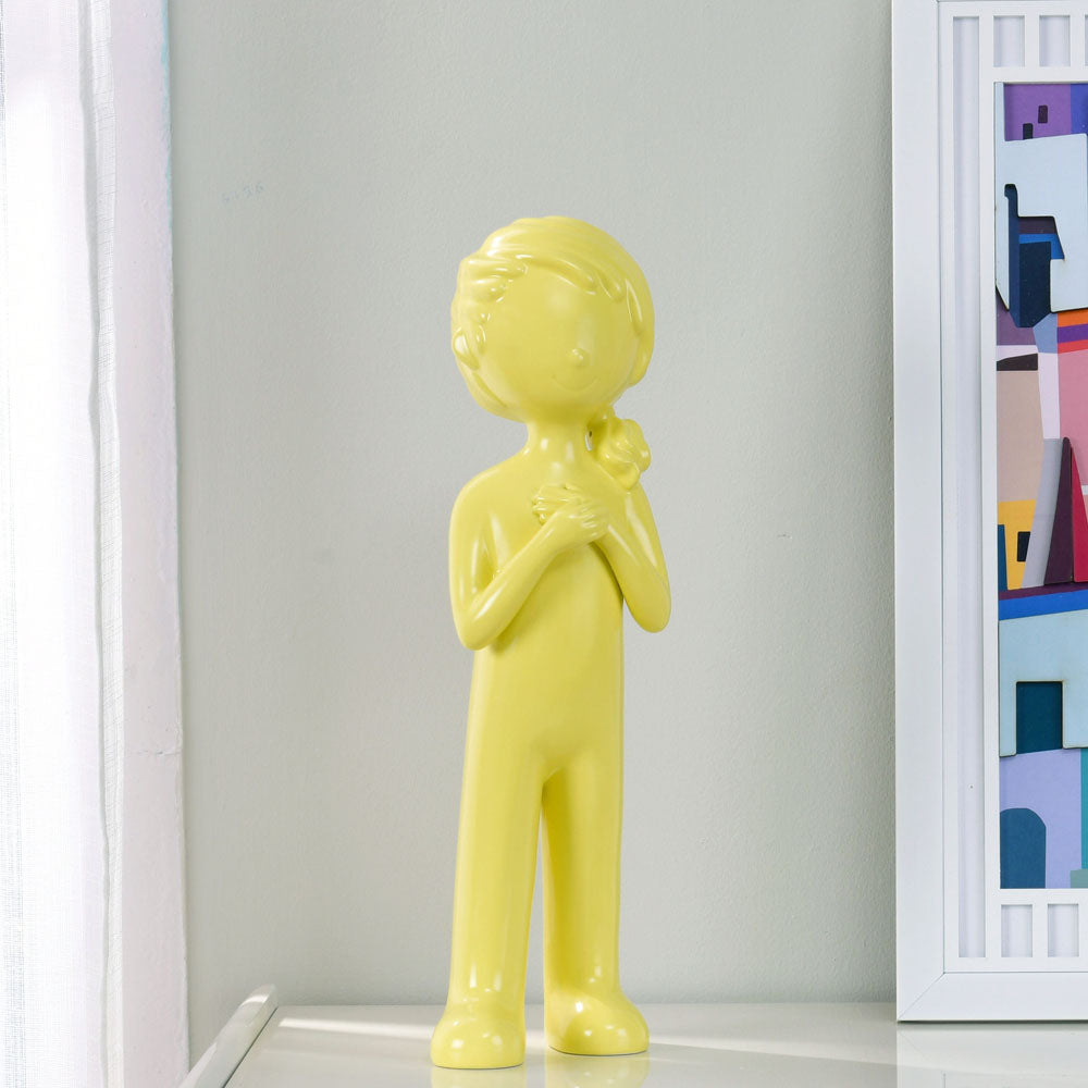 Nilkamal Standing Girl Dolomite Showpiece Yellow