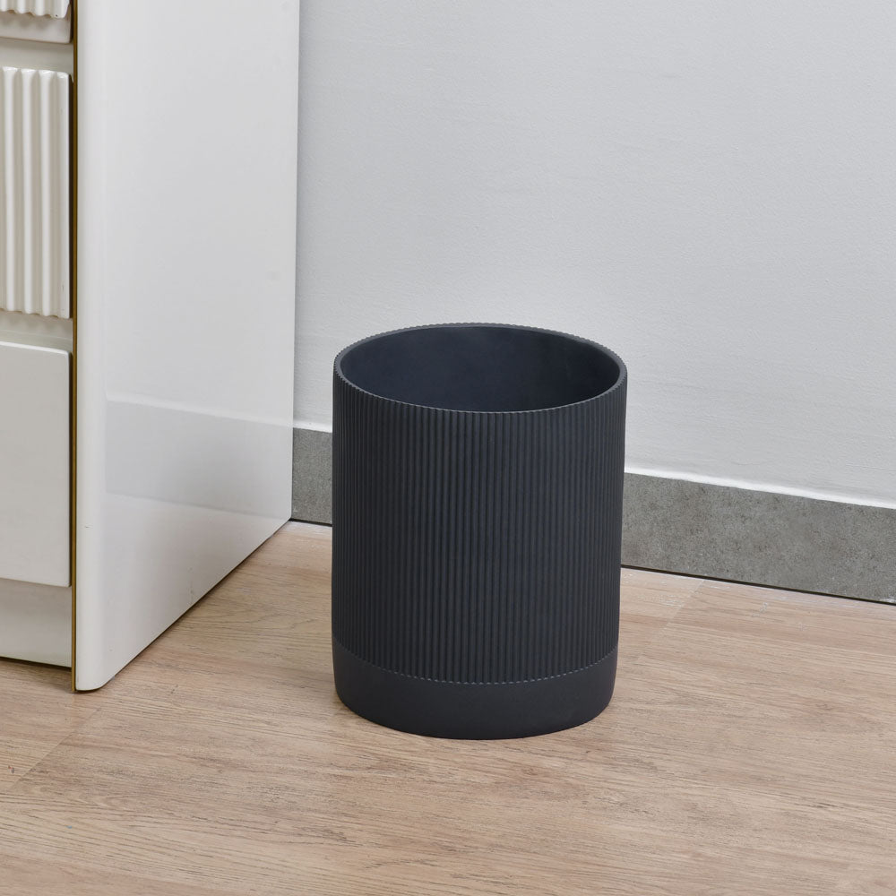 Nilkamal Fluted Design Polyresin Round Dustbin (8 Litre, Grey)