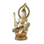 Buddha Playing Sitar Decorative Polyresin Showpiece (Cream)
