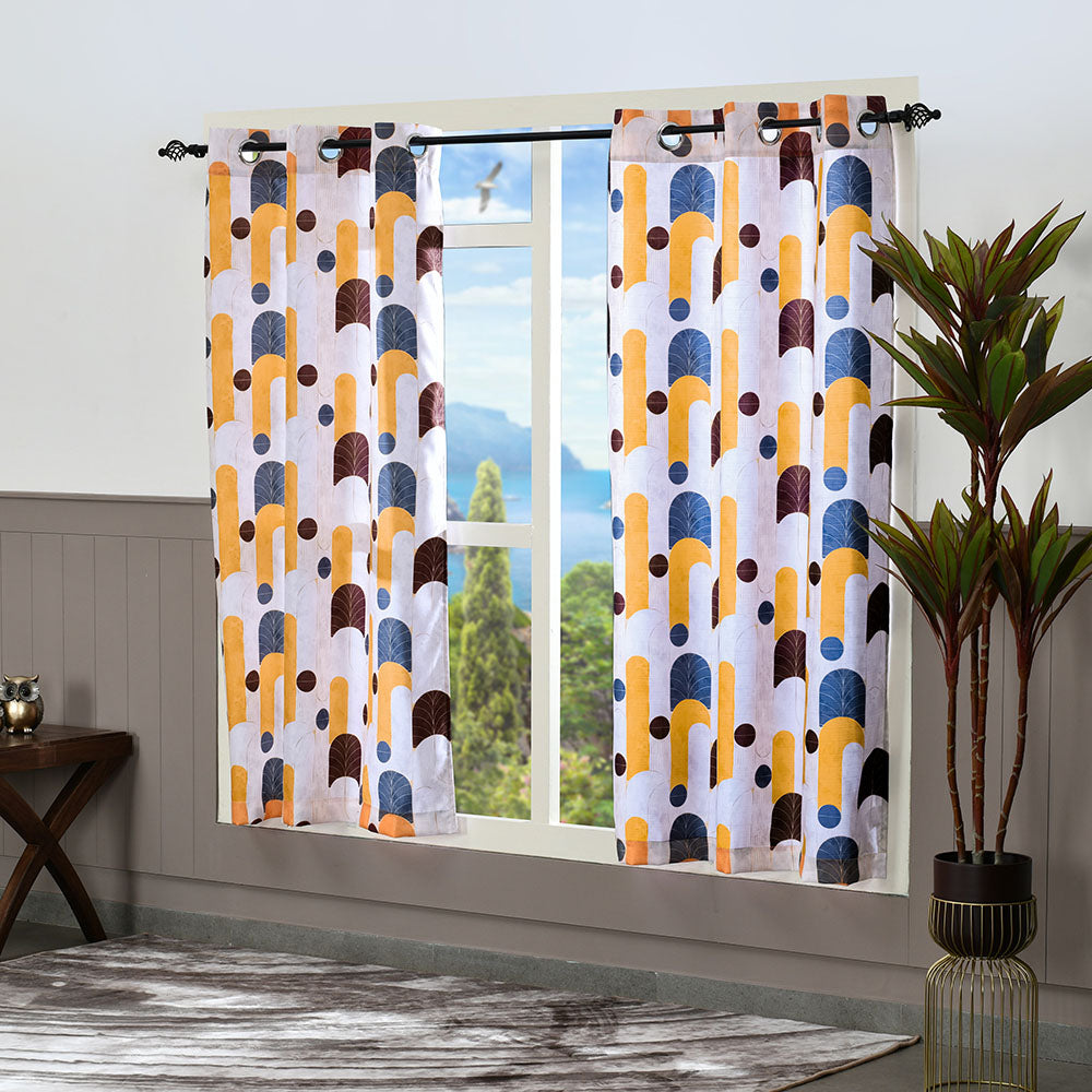 Nilkamal Abstract 5 Ft Polyester Window Curtains Set of 2 (Multicolor)