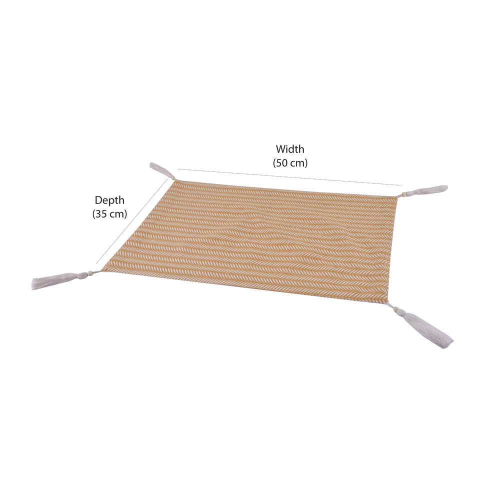 Leaf Design Cotton Placemat Set of 4 (Yellow)