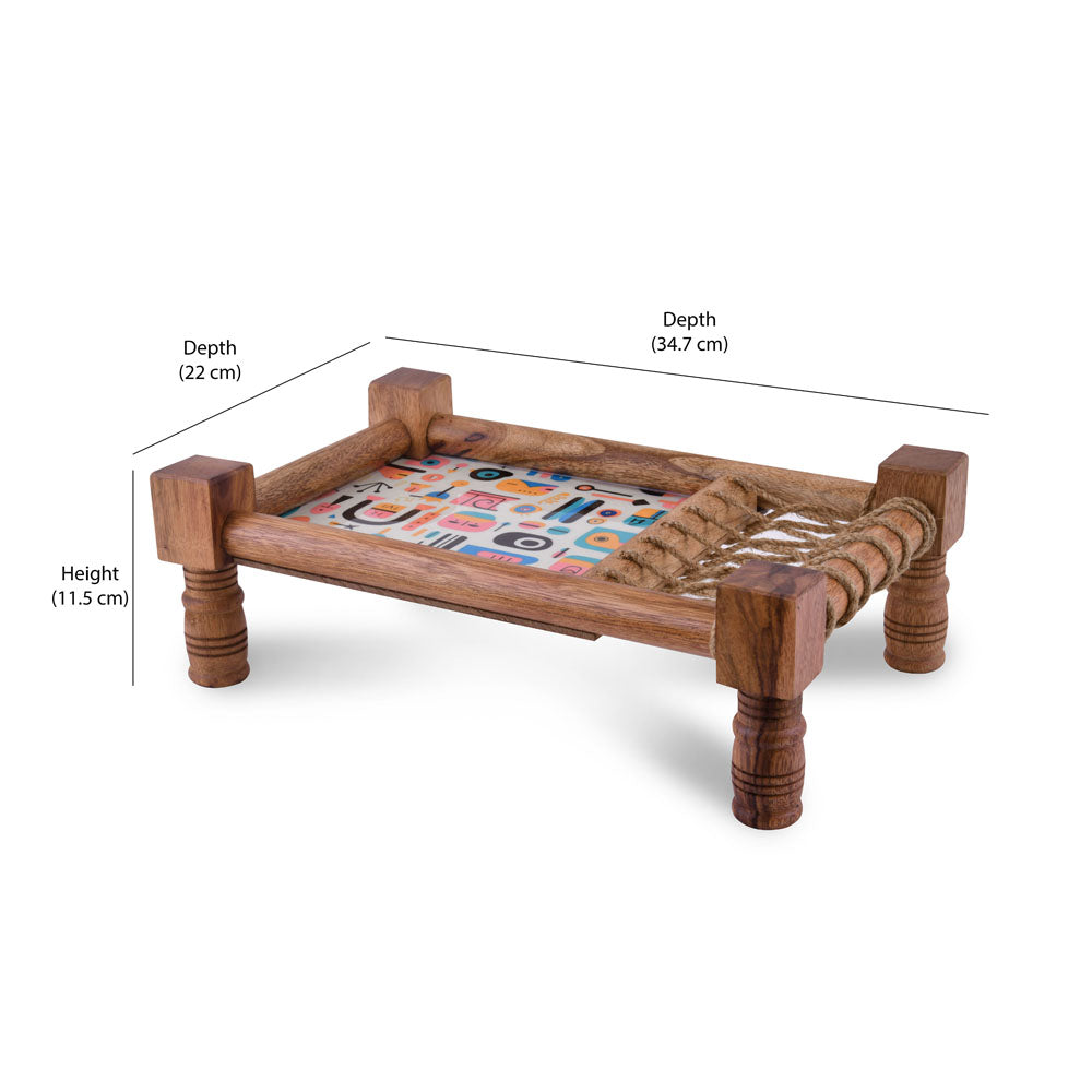 Khatiya Shaped Wooden Serving Platter (Brown)