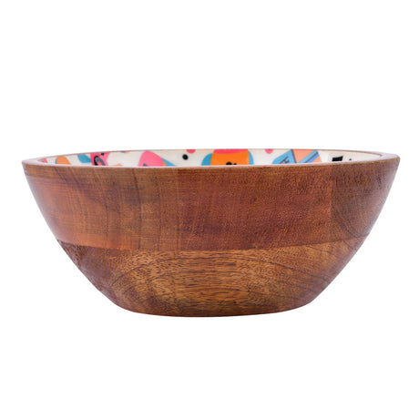 Round Wooden Serving Bowl (Brown)