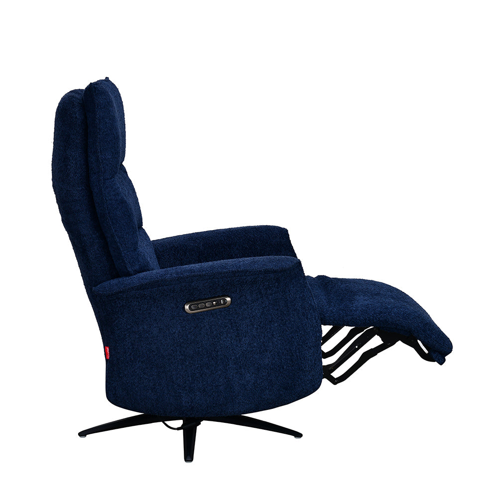Hover 1 Seater Triple Motor Zero Gravity Electric Recliner (Blue) - Extendable Legrest Side View
