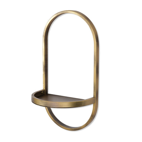 Nilkamal Oval Wall Decor With Shelf Small Antique Gold