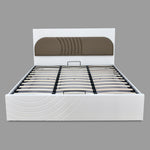 Cassini King Bed with Hydraulic Storage and Backlight Headboard (White)