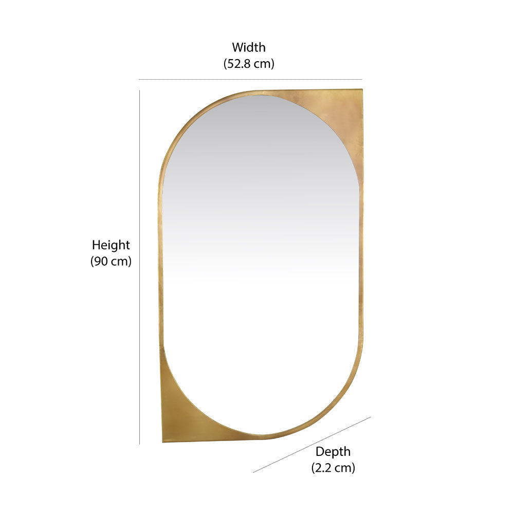 Curved Rectangular Decorative Wall Mirror (Antique Gold)