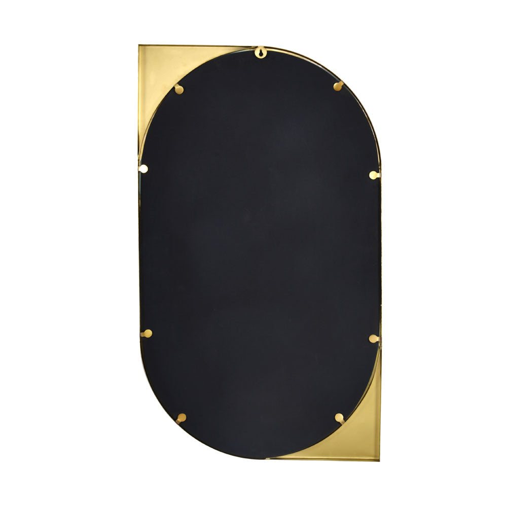 Curved Rectangular Decorative Wall Mirror (Antique Gold)