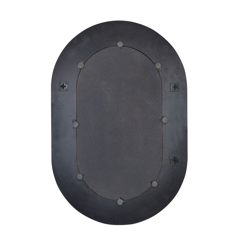 Decorative Lines Oval Mirror (Black)