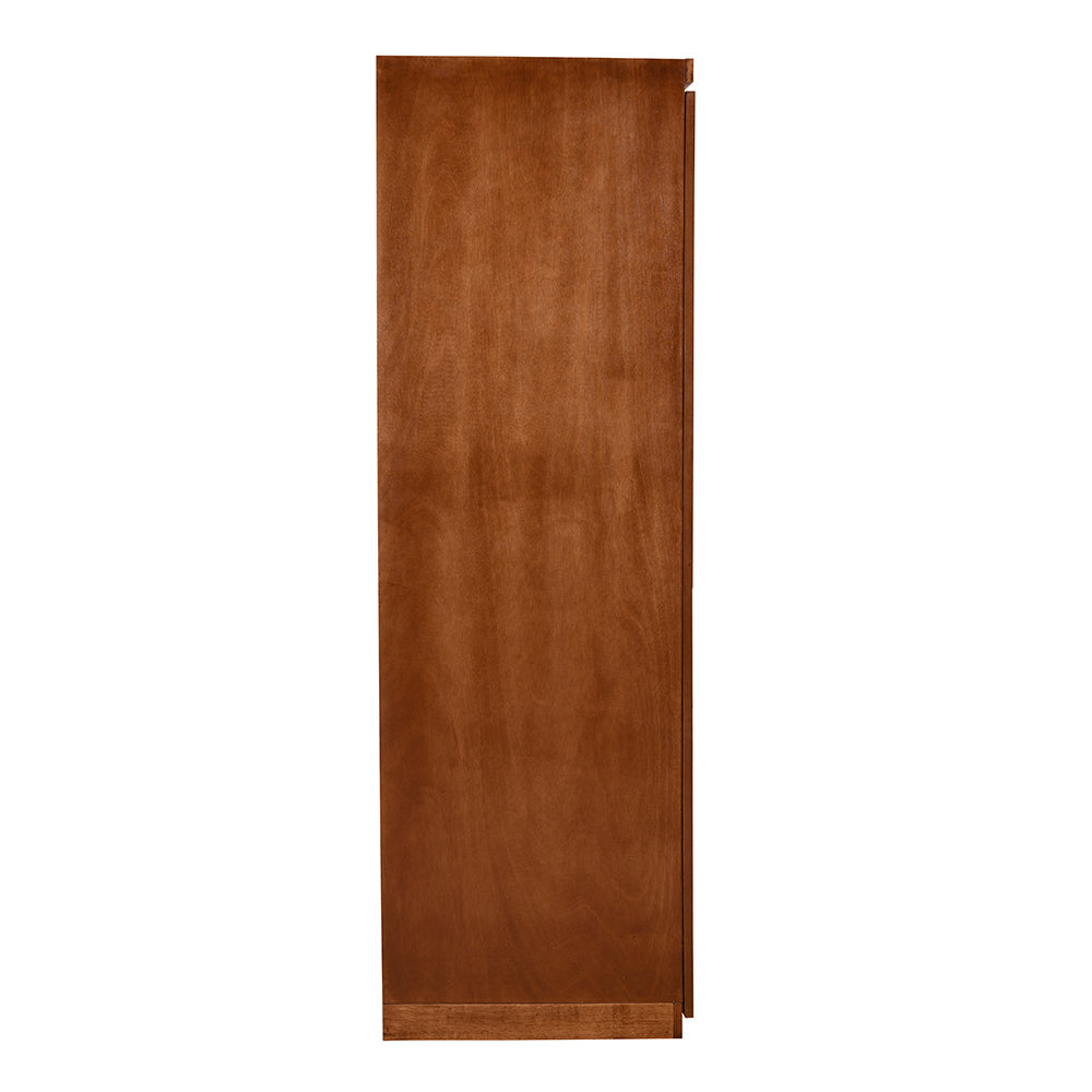 Hedron 3 Door Wardrobe With Mirror (Antique Cherry) - Side View