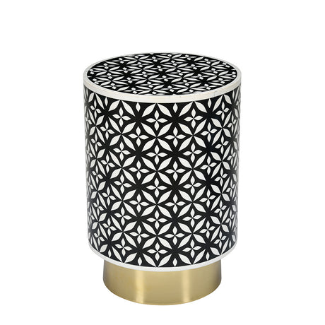 Ingrid Engineered Wood and Resin Top Side Table (Gold)