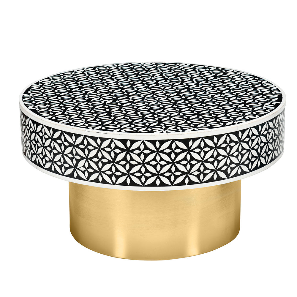 Ingrid Engineered Wood and Resin Top Center Table (Gold)