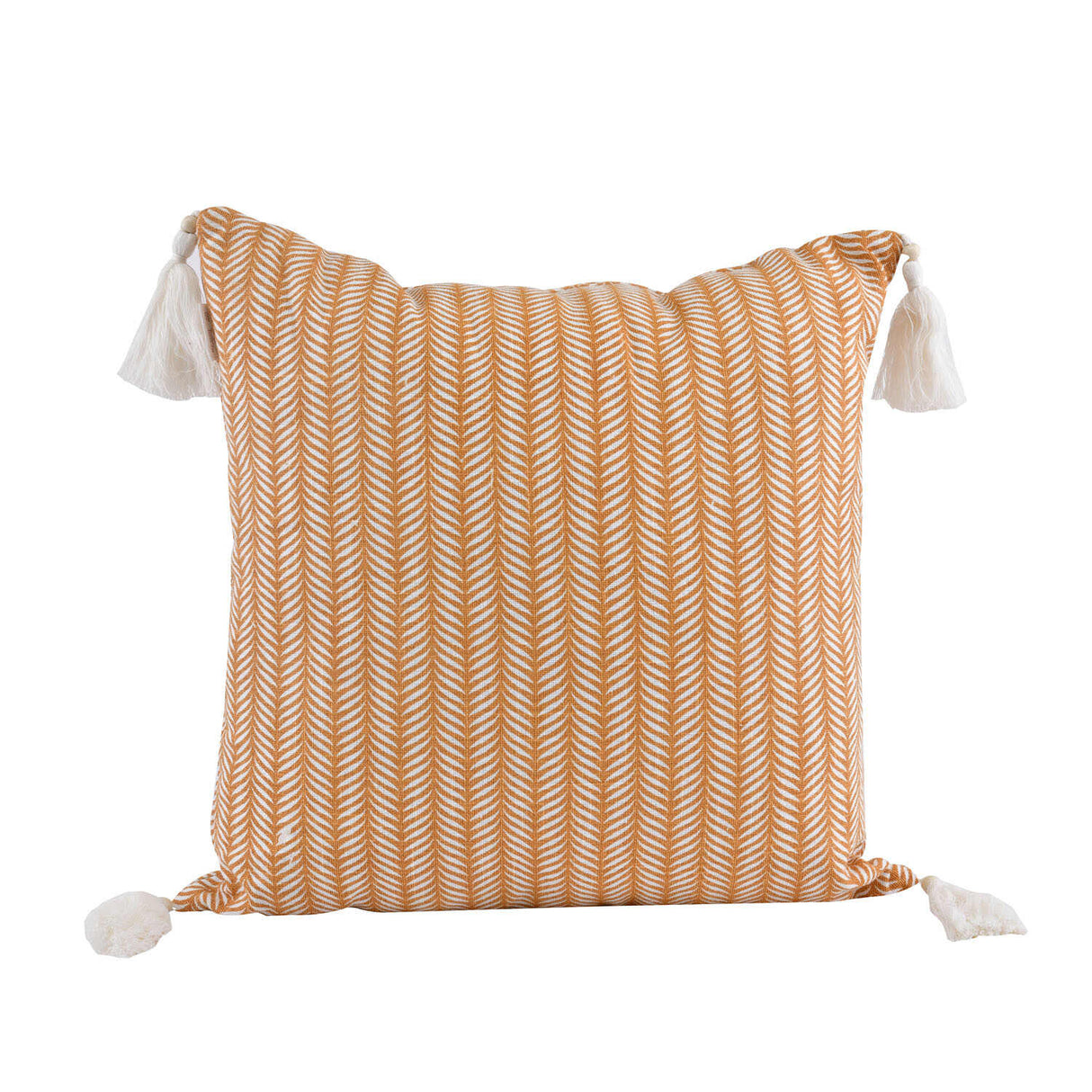 Leaf Design Cotton 16" x 16" Filled Cushion (Orange)