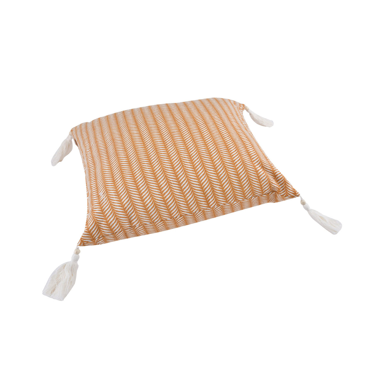 Leaf Design Cotton 16" x 16" Filled Cushion (Orange)