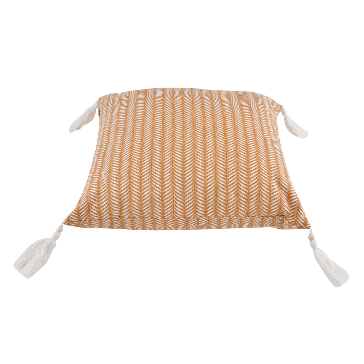 Leaf Design Cotton 16" x 16" Filled Cushion (Orange)